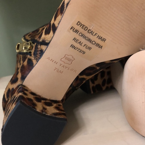 Ann Taylor Ankle Boots Fur Leather Leopard Print Booties Size 7.5 NEW - Picture 8 of 10